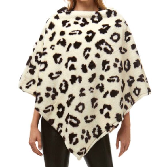 LOF Ivory & Black Cheetah Print Cape Poncho NWT - Picture 1 of 6